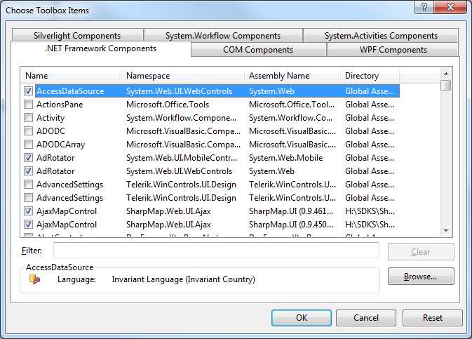 Choosing Toolbox Items